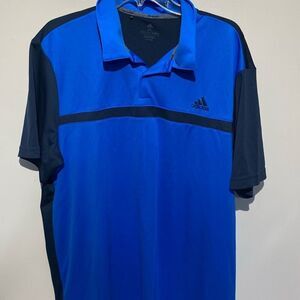 Adidas Men's Blue Colorblock Two‎ Button Short Sleeve Golf Polo Shirt Size 2XL